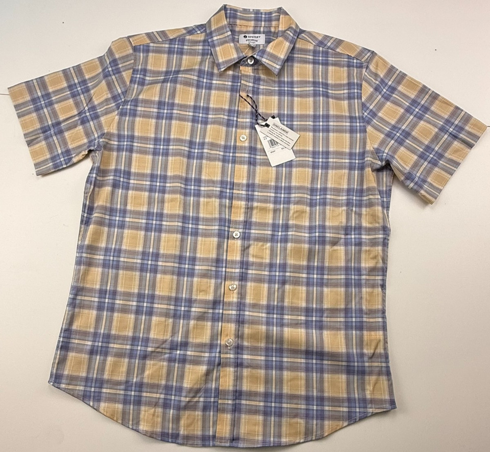 Sperry Collection Men’s TENCEL BLUE BOX BUTTON DOWN SHORT SLV SZ M NWT